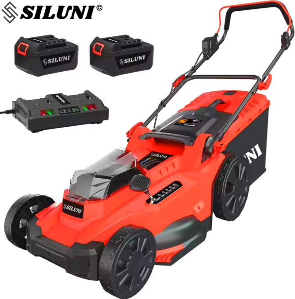 Siluni 17Inch Electric Cordless, 40V 2-in-1 Battery Powered Lawn Mower with Brushless Motor